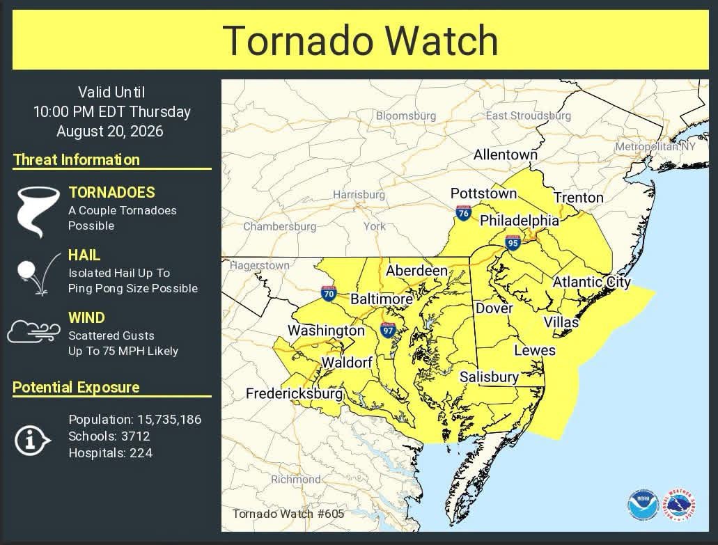 π¨πͺοΈ TORNADO WATCH ISSUED