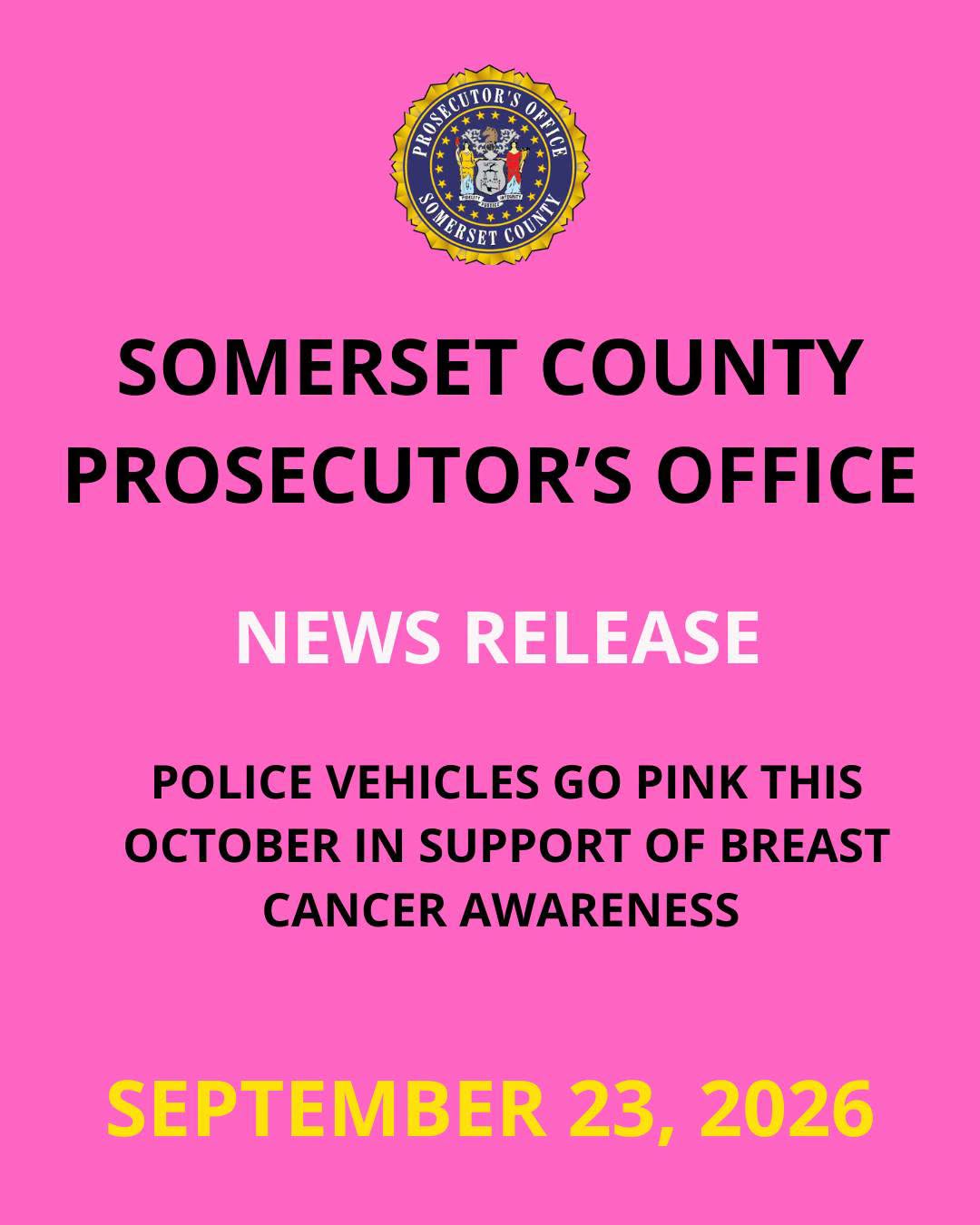 🎀 SEVEN SOMERSET COUNTY POLICE VEHICLES GO PINK FOR BREAST CANCER AWARENESS